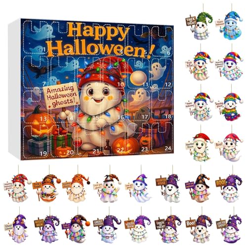 jamgeery Halloween Kalender | 24 Tage Countdown Kalender Mit Geisteranhänger | Acryl 2D Schmuck Dekoration Für Festliche Hausdekoration Partys Wanddekoration jamgeery Halloween Kalender | 24 Tage Countdown Kalender Mit Geisteranhänger | Acryl 2D Schmuck Dekoration Für Festliche Hausdekoration Partys Wanddekoration von jamgeery