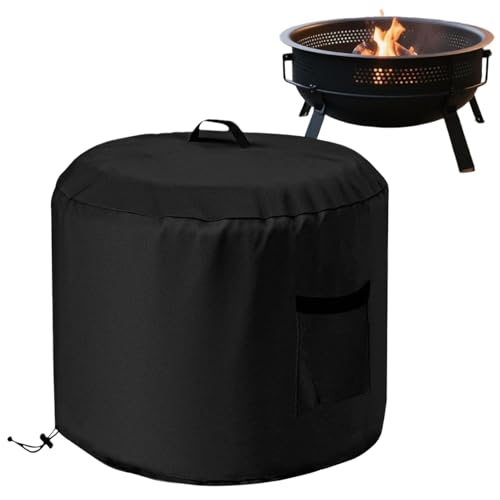 jamgeery Outdoor Feuerstelle Abdeckung - Wasserdichte Outdoor Feuerstellenabdeckung Rund - Oxford Gewebewinddichter Schutz mit Seitentasche für Regen Schnee Laub Grillschutz von jamgeery