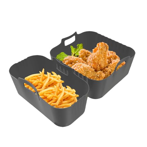 jamgeery Silicone Air Fryer Einsätze - Fritteuse Silikoneinsatz Korbsieb - 2 Stück Antihaft Entnehmbarer Dampfgareinsatz Für Topf Pfanne Haushaltskochen Küchenofen Snackaufbewahrung von jamgeery