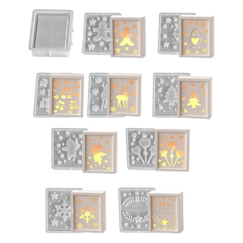 jamgeery Silikonformen,10 Teile Weihnachts Silikon Gießformen Set - Antihaft Backformen Für Seife Ton Fondant Tischdekoration Festtag Geburtstag von jamgeery