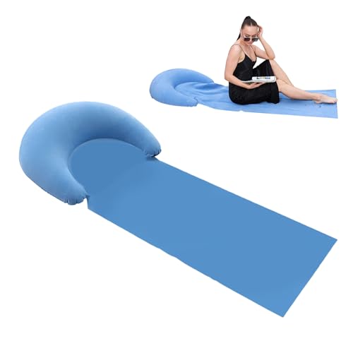 jamgeery Strandmatte mit aufblasbarem Kissen, tragbare Strandliege faltbar Campingmatte Strandstühle Isomatte für Terrasse Rasen Garten, 160x70cm von jamgeery