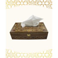 Hölzerne Taschentücherbox, Mit Perlmutt Eingelegt, Kleenex Box, Badezimmer Dekor, Mosaik Intarsien von jamilarabesque