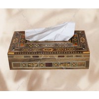 Hq, Holz Tissue Box, Intarsien Oben Und Seitlich, Eingelegt Mit Perlmutt, Badezimmer Dekor, Mosaik von jamilarabesque