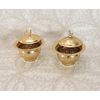 Zweier-Set, Kupfer 24 Karat Vergoldetes Tee-Set, Antikes Handgefertigtes Kupfer, Tee - Und Zuckerschale, Design, Als Paar Verkauft Zweier-Set, Kupfer 24 Karat Vergoldetes Tee-Set, Antikes Handgefertigtes Kupfer, Tee - Und Zuckerschale, Design, Als Paar Verkauft von jamilarabesque