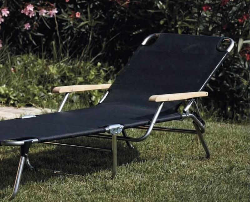Fiam Gartenliege Sonnenliege AMIGO mit Armlehne in Schwarz von FIAM von Fiam