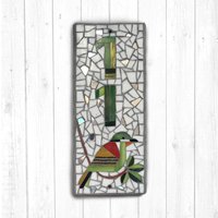 Art Deco Vogel - Mosaik Hausnummer Adressschild Für Draußen Sonderanfertigung Art Deco Vogel - Mosaik Hausnummer Adressschild Für Draußen Sonderanfertigung von janotoole