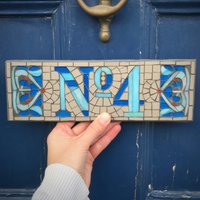 Mosaik, Jugendstil, Hausnummer, Adressschild, Adressschild Mosaik, Jugendstil, Hausnummer, Adressschild, Adressschild von janotoole