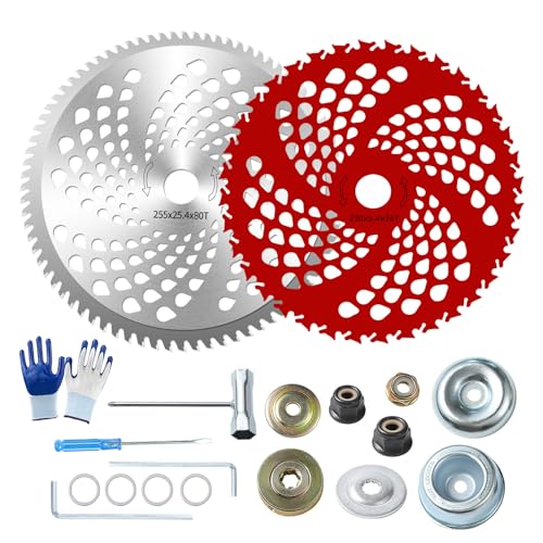 jarmunny 25,4 cm x 80T Hartmetallspitzen-Bürstenblätter und 22,9 cm x 36 Zähne, Hartmetallbestückte Klingen mit Universal-Adapter-Set, Stahl-Trimmerkopf, kompatibel mit Freischneider, Trimmer jarmunny 25,4 cm x 80T Hartmetallspitzen-Bürstenblätter und 22,9 cm x 36 Zähne, Hartmetallbestückte Klingen mit Universal-Adapter-Set, Stahl-Trimmerkopf, kompatibel mit Freischneider, Trimmer von jarmunny
