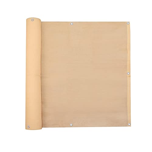 jarolift Balkonbespannung Basic, Balkon Sichtschutz Windschutz Sonnenschutz Balkon-Verkleidung, Atmungsaktiv, 300 x 90cm (16 Ösen) Elfenbein von jarolift