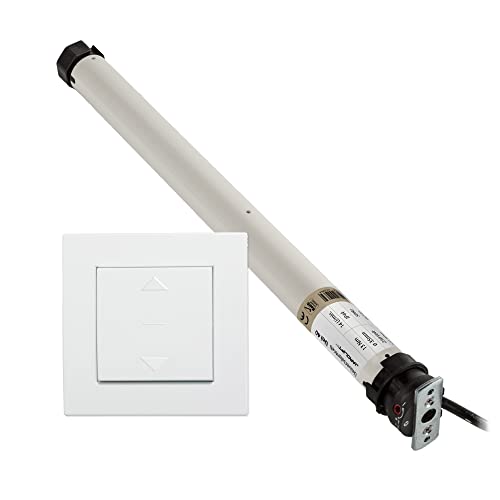 jarolift Elektromechanischer Universalmotor Rohrmotor Uni 40 Rollladenmotor SW40, Zugkraft 30 kg, Thermoschutz, inkl. jarolift Wippschalter von jarolift