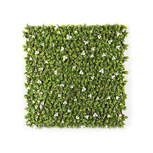 jarolift Künstliche Pflanzenwand Sichtschutz Wandbegrünung Balkon Gartenzaun, auch für Innenwände geeignet, mit Spalier, Blumen, 200 x 100 cm von jarolift