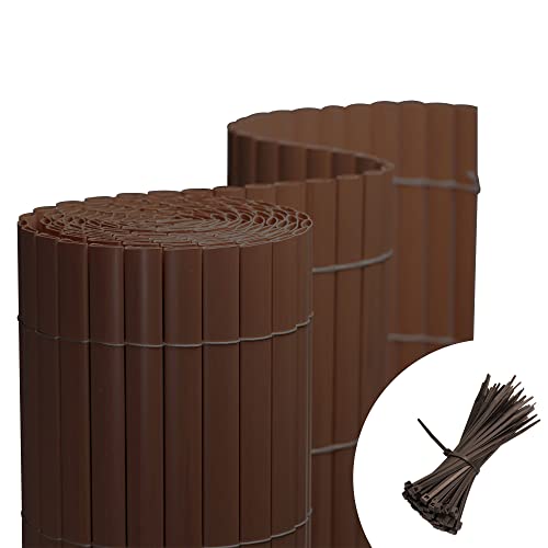 jarolift PVC Sichtschutzmatte Balkon Sichtschutz Wetterfest Garten Terrasse, Sichtschutzzaun Balkonverkleidung Zaun Sichtschutz, 100 x 600 cm (2X 3m Länge),Braun, inkl. 100 Kabelbinder Braun von jarolift