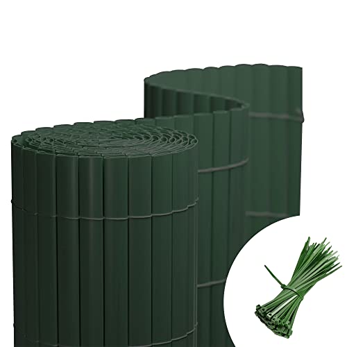 jarolift PVC Sichtschutzmatte Balkon Sichtschutz Wetterfest Garten Terrasse, Sichtschutzzaun Balkonverkleidung Zaun Sichtschutz, 140 x 600 cm (2X 3m Länge),Grün, inkl. 100 Kabelbinder Grün von jarolift