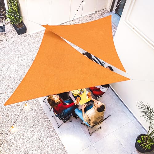 jarolift Sonnensegel Dreieck Gleichseitig Atmungsaktiv Sonnenschutz Sichtschutz für Balkon Terrasse Garten HDPE-Gewebe, 360 x 360 x 360 cm, Orange von jarolift
