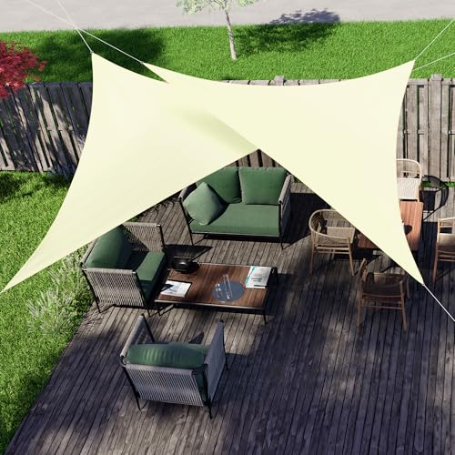 jarolift Sonnensegel Dreieck Rechtwinklig, Wasserdicht, Sonnenschutz Sichtschutz für Terrasse Garten Balkon, Polyestergewebe, 600 x 420 x 420 cm, Cremeweiß von jarolift