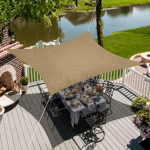 jarolift Sonnensegel Quadrat, Atmungsaktiv, Sonnenschutz Sichtschutz für Terrasse Garten Balkon, HDPE-Gewebe, 500 x 500 cm, Sand von jarolift