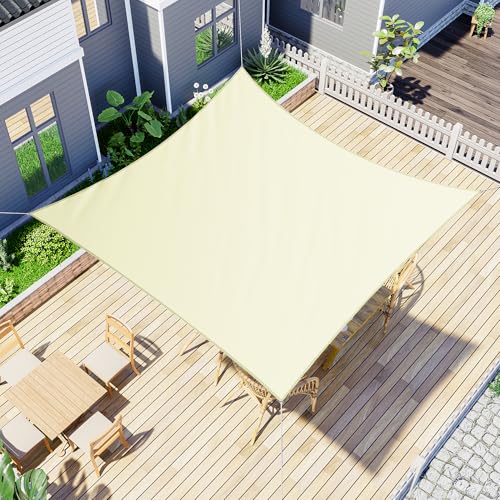 jarolift Sonnensegel Quadrat, Wasserdicht, Sonnenschutz Sichtschutz für Terrasse Garten Balkon, Polyestergewebe, 300 x 300 cm, Cremeweiß von jarolift