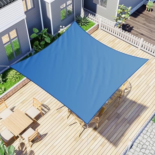 jarolift Sonnensegel Quadrat, Wasserdicht, Sonnenschutz Sichtschutz für Terrasse Garten Balkon, Polyestergewebe, 400 x 400 cm, Azurblau von jarolift