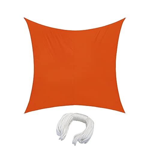 jarolift Sonnensegel Quadrat, Wasserdicht, Sonnenschutz Sichtschutz für Terrasse Garten Balkon, Polyestergewebe, 500 x 500 cm, Orange von jarolift