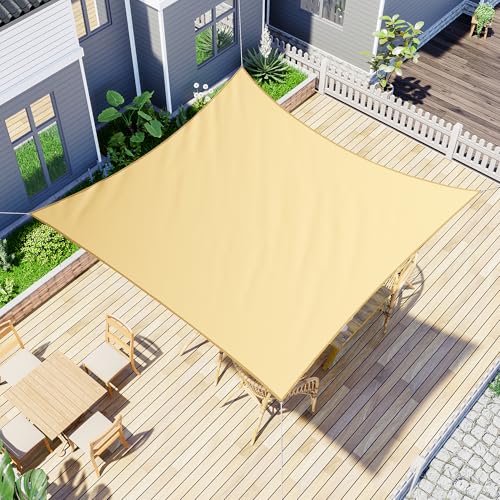 jarolift Sonnensegel Quadrat, Wasserdicht, Sonnenschutz Sichtschutz für Terrasse Garten Balkon, Polyestergewebe, 300 x 300 cm, Sand von jarolift