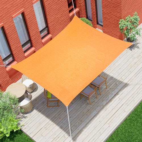jarolift Sonnensegel Rechteck, Atmungsaktiv, Sonnenschutz Sichtschutz für Terrasse Garten Balkon, HDPE-Gewebe, 400 x 300 cm, Orange von jarolift