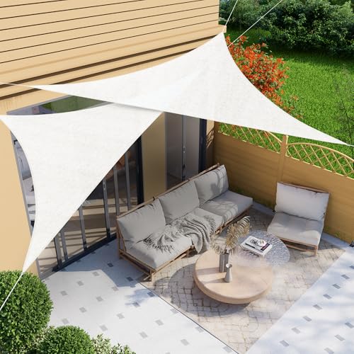 jarolift Sonnensegel Rechtwinklig Atmungsaktiv Sonnenschutz Sichtschutz für Balkon Terrasse Garten HDPE-Gewebe, 510 x 360 x 360 cm, Cremeweiß von jarolift