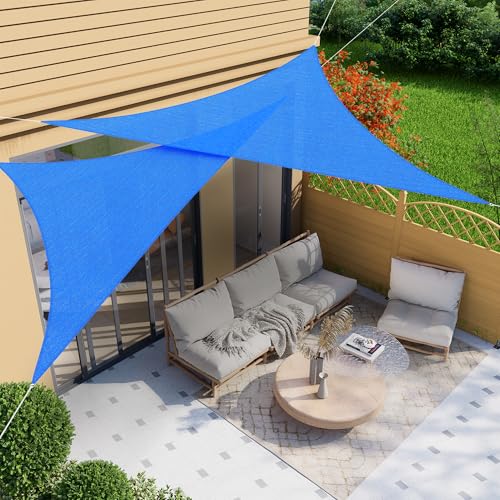 jarolift Sonnensegel Rechtwinklig Atmungsaktiv Sonnenschutz Sichtschutz für Balkon Terrasse Garten HDPE-Gewebe, 600 x 420 x 420 cm, Azurblau von jarolift