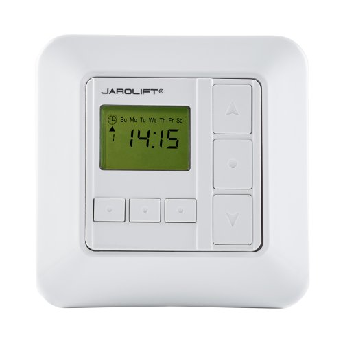 jarolift Zeitschaltuhr Sevenlogic Comfort Kabelgebundene Rollladensteuerung Timer Antrieb für Rollladen Markisen Jalousien, 8 Programmplätze, Tippbetrieb Weiß von jarolift