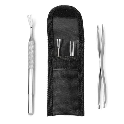 jatimdotin Zeckenzange Set, 2er Set Zeckenentferner mit Zeckenhaken und Doppelköpfige Zeckenzangen, für Mensch, Hunde, Katzen (mit Aufbewahrungstasche) von jatimdotin