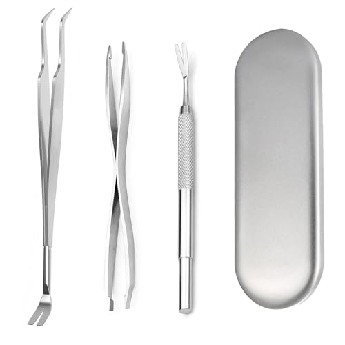 jatimdotin Zeckenzange 3er Set mit Box, 2 in 1 Profi Zeckenpinzette, Zeckenhebel Problemlos Zecken Entfernen, Edelstahl Zeckenzange für Mensch, Hunde, Katze von jatimdotin