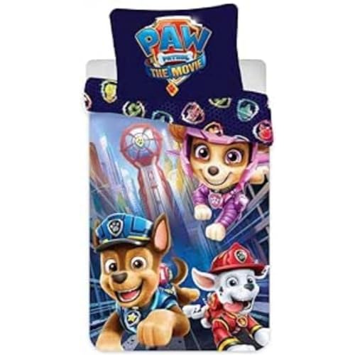 javoli Bettwäsche Paw Patrol Le Film für Einzelbett, Bettbezug 140 x 200 cm + 1 Kissenbezug 70 x 90 cm von javoli