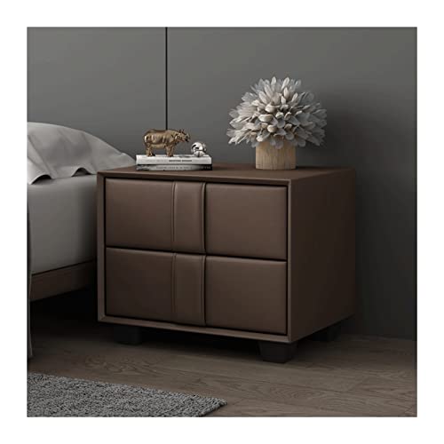 jbshop Beistelltisch Leder Nachttisch Kleine Massivholz Schlafzimmer Nachttisch Schrank Speicher Lagerschrank Unsichtbarer Griff Hochwertiger Nachttisch Nachttische (Color : A) von jbshop