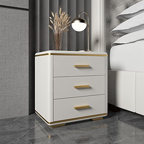 jbshop Beistelltisch Moderne Nachttisch Hauptschlafzimmer Dreischublade Nachttischkabinett High-End-Massivholz-Lagerschrank Aufbewahrungs-Leder-Kabinett Nachttisch-Beistelltisch Nachttische von jbshop