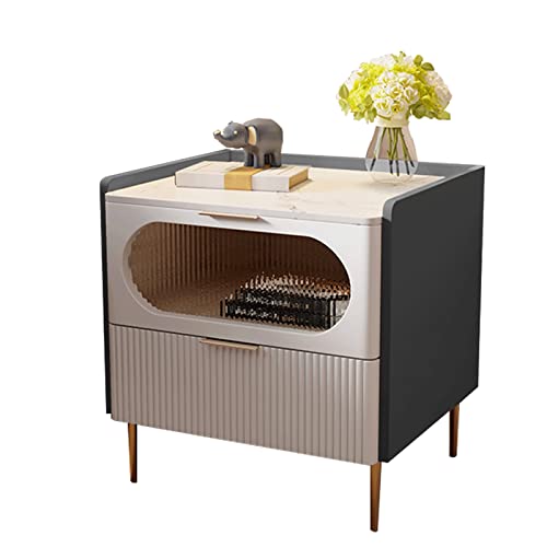 jbshop Beistelltisch Nachttisch Holz Kostenloses Installation Schlafzimmer Nachttischkabinett Schieferschluss Schließfach Nachttische (Color : 02, Size : 17.7inch/45CM) von jbshop