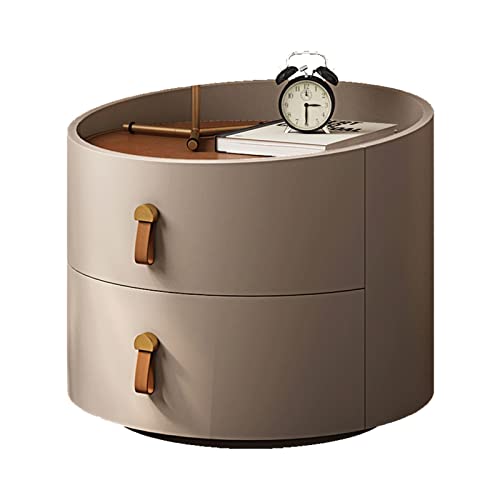 jbshop Beistelltisch Rundes Schlafzimmer Nachttischkabinett Aufbewahrungsschaufel Kabinett Freibau Doppelschublade Umrundungsbettkabinett Griff Lederkabinett Nachttische von jbshop