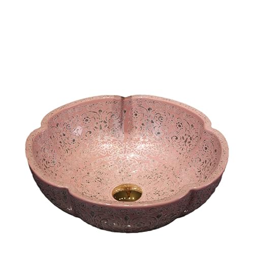 Keramik Arbeitsplatte Waschbecken für Bad Kunst jingdezhen rosa Blume Lavabo mit für Eitelkeit oben von jdzjybqx
