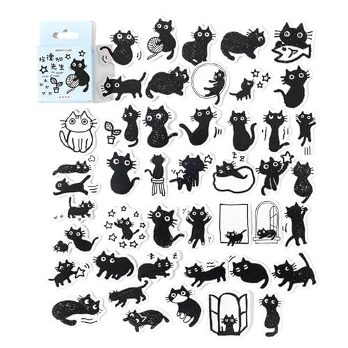 45 PCs/Box Selbstklebende Aufkleber Katzen Themenstein Aufkleber Laptop Pet Scrapbooking Tiere von jebyltd