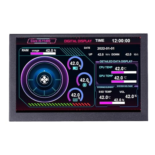jebyltd 12,7 cm (5 Zoll) USB-Bildschirm PC CPU Datenmonitore Computer Temperaturanzeige USB C 800 x 480 Sub-Bildschirm von jebyltd