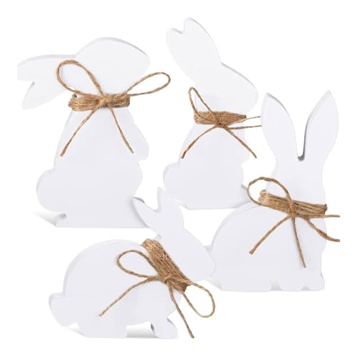 jebyltd 4pcs Holzkaninchen Figur Tisch Ornament Bunnies Holzschild Für Spring Festival Stufe Tablett Bauernhäuser Hausdekoration Urlaub Dekorationen von jebyltd