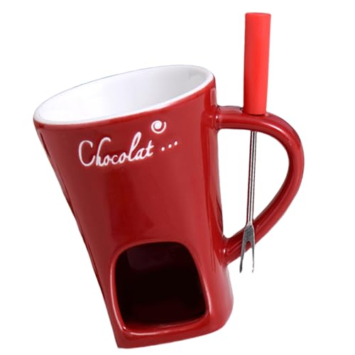 jebyltd Ceramic Chocolate Fondue Becher Sturdy Ceramic Fondue Pots Accessoire Perfekt Für Familienfeier Und Event Set Mit Gabel von jebyltd