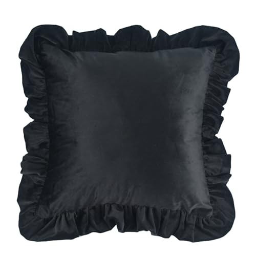 jebyltd Pillow Hülle Plüsch Stoff Quadrat Kissen Shams 17 7 Zoll/19 7 Zoll Ruffen Designs Falten Widerstandsfähige Reißverschlüsse Kissenbezug Samtabdeckung von jebyltd