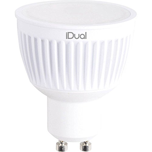 iDual LED-Leuchtmittel GU10. Fernbedienbar. Warmweiß bis Kaltweiß; Dimmfunktionen; Multicolor-Umgebungs- und Stimmungslicht. 345 lm. Ausstrahlwinkel: 100°. von jedi lighting