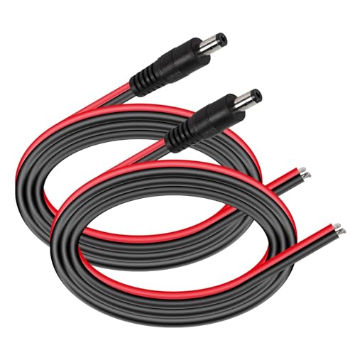 DC5521 Strom-Pigtail-Kabel, 14 AWG, 5,5 mm x 2,1 mm, DC-Stecker auf blanker Draht, Reparaturkabel für CCTV, LED-Lichtstreifen und mehr, 2 Stück von jeefull power