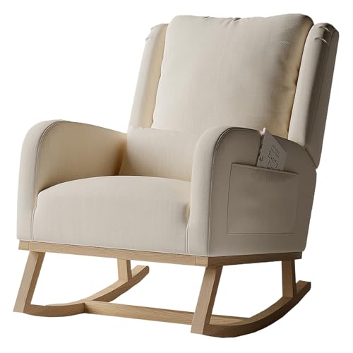 jeerbly Schaukelstuhl, Leinen Gepolstert Rocker mit Hoher Rückenlehne und Lendenkisse, Relaxstuhl Schaukelsessel für Wohnzimmer, Schlafzimmer,Sessel Stuhl 68x93x96cm,130 kg Belastbar, (Stil H- Beige) jeerbly Schaukelstuhl, Leinen Gepolstert Rocker mit Hoher Rückenlehne und Lendenkisse, Relaxstuhl Schaukelsessel für Wohnzimmer, Schlafzimmer,Sessel Stuhl 68x93x96cm,130 kg Belastbar, (Stil H- Beige) von jeerbly