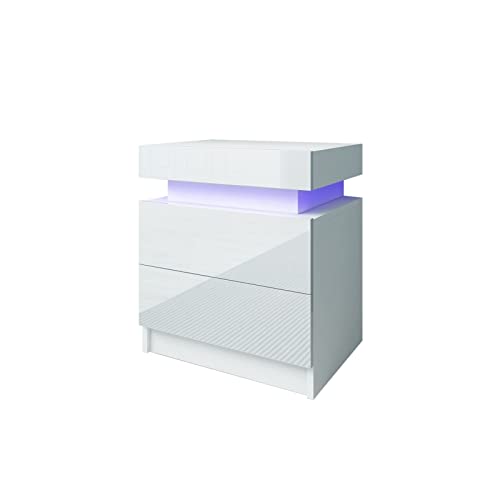 Moderner kleiner Nachttisch mit zwei Schubladen, Hochglanz-RGB-Lampe, quadratischer Nachttisch Moderner kleiner Nachttisch mit zwei Schubladen, Hochglanz-RGB-Lampe, quadratischer Nachttisch von jehdfbvssjcbcsvfd