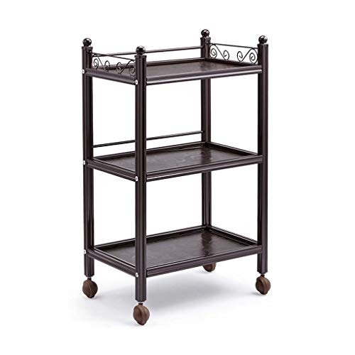 Rollwagen Utility Storage Rack Rolling Cart with Wheels Sturdy Serving Trolley Steel e for Home Office Kitchen Bathroom (Black A) von jehdfbvssjcbcsvfd