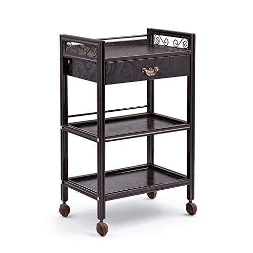 Rollwagen Utility Storage Rack Rolling Cart with Wheels Sturdy Serving Trolley Steel e for Home Office Kitchen Bathroom (Black D) von jehdfbvssjcbcsvfd