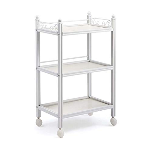 Rollwagen Utility Storage Rack Rolling Cart with Wheels Sturdy Serving Trolley Steel e for Home Office Kitchen Bathroom (White A) von jehdfbvssjcbcsvfd