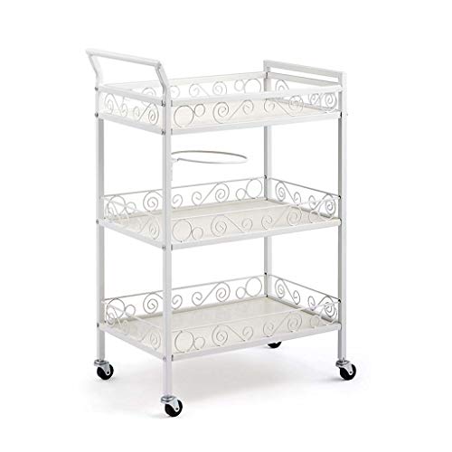 Rollwagen Utility Storage Rack Rolling Cart with Wheels Sturdy Serving Trolley Steel e for Home Office Kitchen Bathroom (White C) von jehdfbvssjcbcsvfd