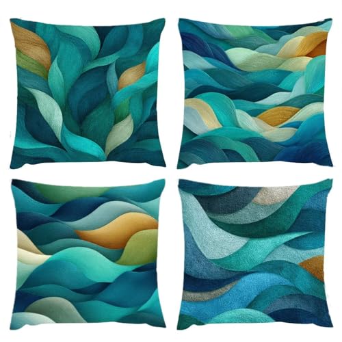 Kissenbezug 60x60cm Abstract Simplicity Outdoor Cushions 4er Set Samt Dekokissen Kissenbezüge, Quadratische Kissen Waterproof Kissenbezu, Sofa Schlafzimmer Wohnzimmer Balkon or Home Dekokissen, s-76 von jeihenhg